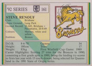 1992 Regina NSW Rugby League #161 Steve Renouf Back